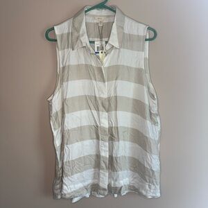 Cupio Striped Sleeveless Top - White and Tan